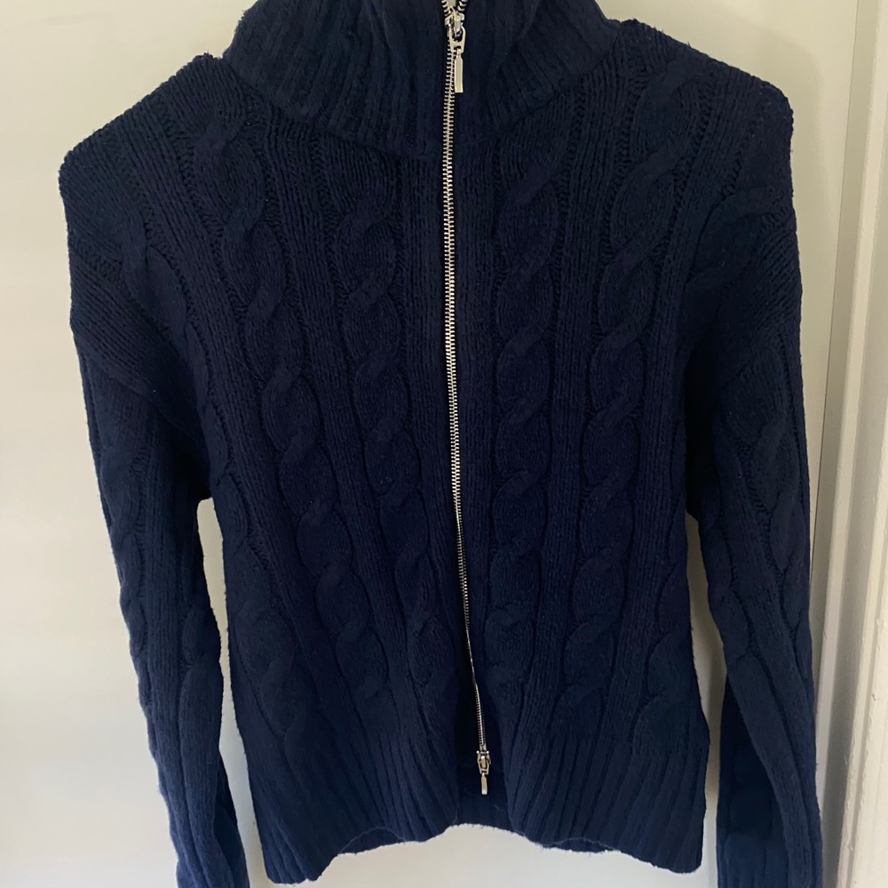 New Hollister Navy Blue Cable Knit Turtleneck Sweater Size Medium